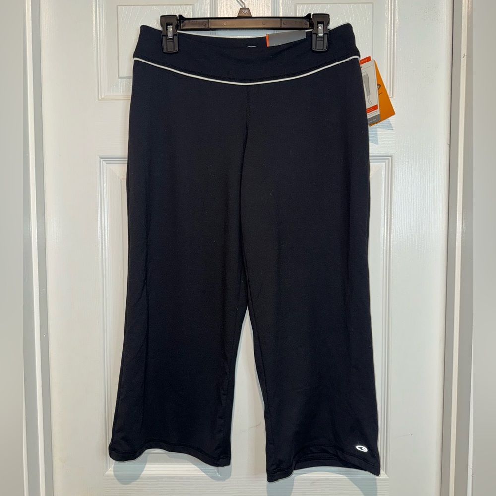 Champion Black Leggings with White Trim. Size M
